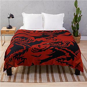 Midnight Dragons on fire Red Throw Blanket