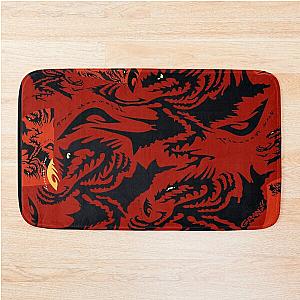 Midnight Dragons on Fire Red Bath Mat