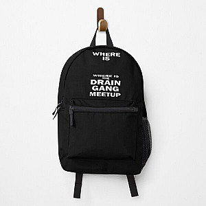 Where Is The Drain Gang Meetup White Text Backpack RB0111