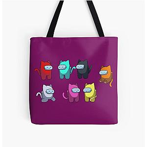 Among Us Merchandise - Among Cats Purple All Over Printed High Quality Tote Bag [ID9970]