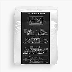 Alaska Gold Dredge Blueprint Duvet Cover