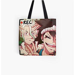 Dr. Stone Bags - Senku &amp; Chrome All Over Print Tote Bag RB2805