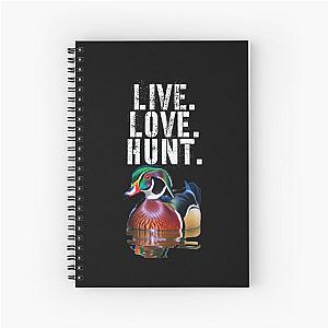 Amazing Colorful Wood Duck for Duck Hunters, Live Love Hunt Spiral Notebook