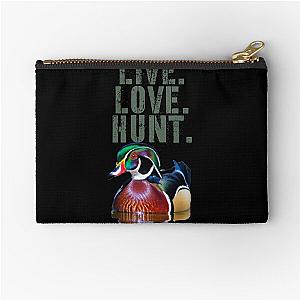 Amazing Colorful Wood Duck for Duck Hunters, Live Love Hunt Zipper Pouch