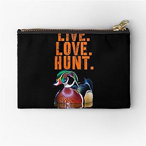 Amazing Colorful Wood Duck for Duck Hunters, Live Love Hunt Zipper Pouch