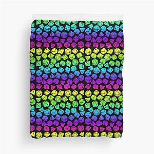 D&D Dice Pattern Neon Rainbow Gradient for Dungeons & Dragons Duvet Cover