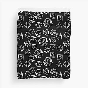 D&D Dice Pattern Black with White for Dungeons and Dragons or Pathfinder Duvet Cover