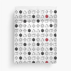 White Dungeons and Dragons Dice Set D20 Pattern Duvet Cover