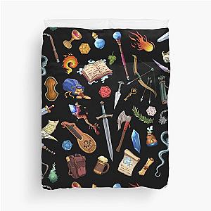 DUNGEONS AND DRAGONS GEAR PATTERN, Fantasy weapons, Swords and magic spells for Role Playing Adventurers. Duvet Cover