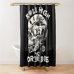 Dungeons and Dragons: Roll High or Die. Party fighting dragons in a Skull Scene. Shower Curtain