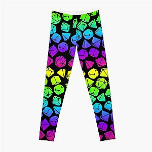 D&D Dice Pattern Neon Rainbow Gradient for Dungeons & Dragons Leggings