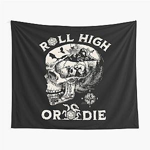 Dungeons and Dragons: Roll High or Die. Party fighting dragons in a Skull Scene. Tapestry