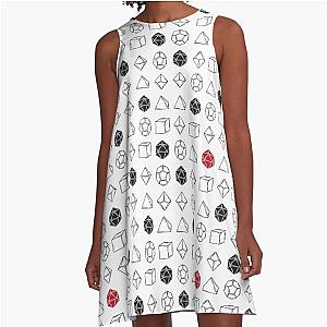 White Dungeons and Dragons Dice Set D20 Pattern A-Line Dress