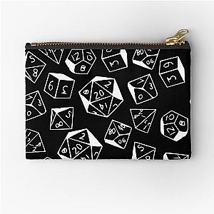 D&D Dice Pattern Black with White for Dungeons and Dragons or Pathfinder Zipper Pouch