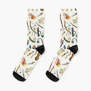 DUNGEONS AND DRAGONS PATTERN, Fantasy weapons, Swords and magic spells for Role Playing Adventurers. Socks