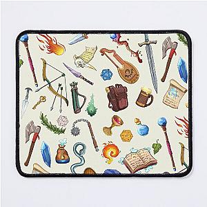 DUNGEONS AND DRAGONS PATTERN, Fantasy weapons, Swords and magic spells for Role Playing Adventurers. Mouse Pad