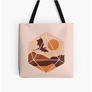 DND DRAGON DICE, D20 for Dungeons and Dragons roleplayers, desert and boho vibes All Over Print Tote Bag