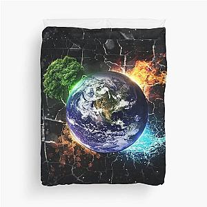 world resources and social message 4 elements, water, air, earth, fire Duvet Cover