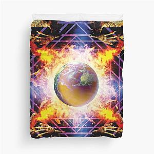 Christed Golden Dragon Earth Grid Duvet Cover