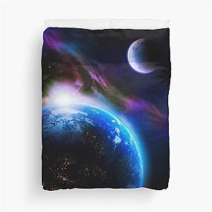 Sunrising On Earth Outer Space Moon Glow Duvet Cover