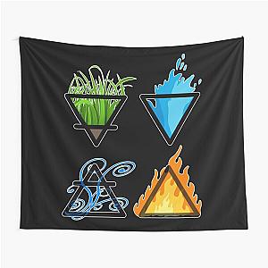 Symbols of the 4 Elements of Nature - Earth, Air, Water and Fire Tapestry