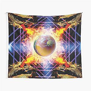 Christed Golden Dragon Earth Grid Tapestry