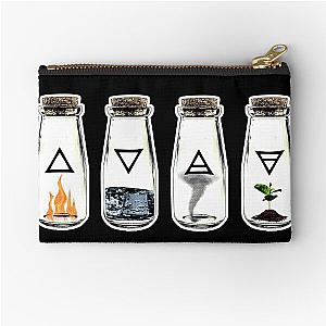 The 4 Symbols of the Elements: Earth, Wind, Water, and Fire - Nature in a Bottle Zipper Pouch