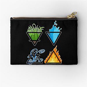 Symbols of the 4 Elements of Nature - Earth, Air, Water and Fire Zipper Pouch