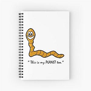 Cute Earthworm Animal Planet Art - White Spiral Notebook