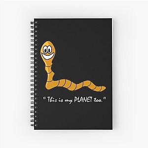 Cute Earthworm Animal Planet Art - Black Spiral Notebook