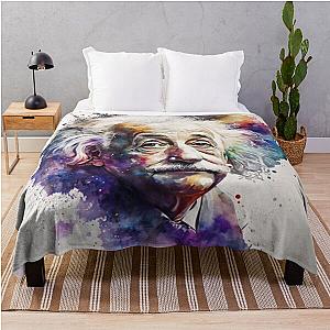 Albert Einstein in watercolour Throw Blanket