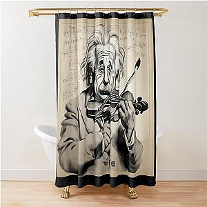 Albert Einstein holding a violin Shower Curtain