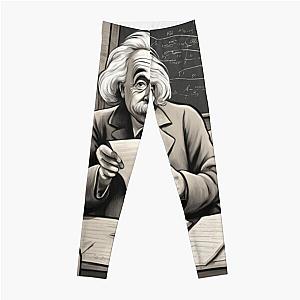 Retro-style illustration of Albert Einstein delivering a lecture Leggings