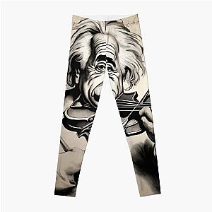 Albert Einstein holding a violin Leggings