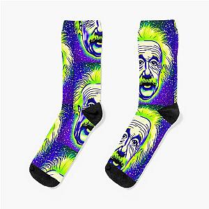 Albert Einstein, glow, psychedelic, art, Einstein, science, psychics, einstein fan art Socks