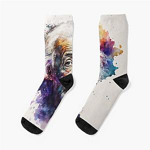 Albert Einstein in watercolour Socks