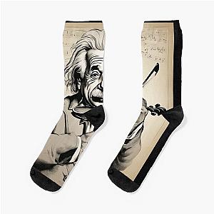 Albert Einstein holding a violin Socks