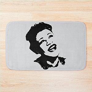 Ella Fitzgerald face - Black and White  Bath Mat