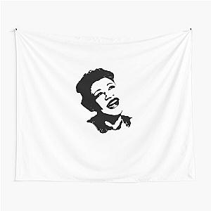 Ella Fitzgerald face - Black and White - Posterized Tapestry