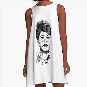 Poor Ella Fitzgerald Black Portrait Pen Drawing Transparent A-Line Dress