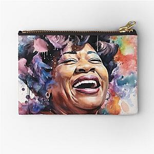 Ella Fitzgerald Portrait - Soulful Singer - Watercolor - Digital Print Zipper Pouch