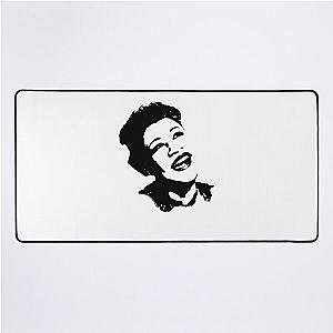 Ella Fitzgerald face - Black and White - Posterized Desk Mat