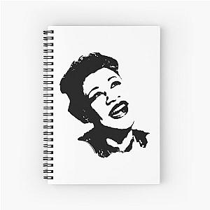 Ella Fitzgerald face - Black and White - Posterized Spiral Notebook