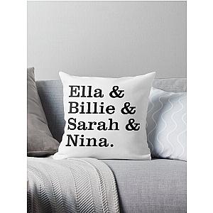 Jazz Icons in Monochrome - Ella, Billie, Sarah, Nina Throw Pillow