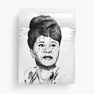 Poor Ella Fitzgerald Black Portrait Pen Drawing Transparent Duvet Cover