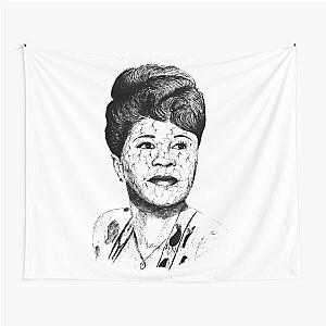 Poor Ella Fitzgerald Black Portrait Pen Drawing Transparent Tapestry