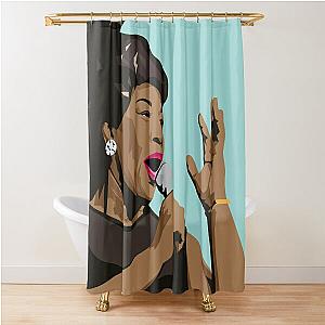 Ella Portrait - on blue Shower Curtain