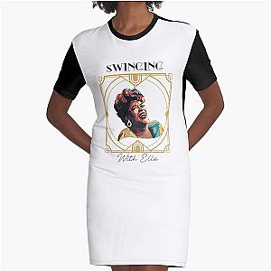 Swinging with Ella Fitzgerald Jazz Lovers Gift Graphic T-Shirt Dress