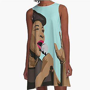 Ella Portrait - on blue A-Line Dress