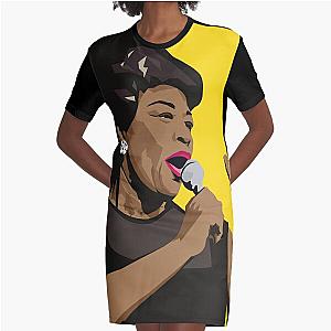 Ella Portrait - on black and yellow Graphic T-Shirt Dress